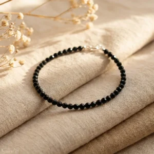 BRANSOLETKA-NATURALNY-TURMALIN-CZARNY-KAMIENIE-SZCZĘŚCIA-BIŻUTERIA-STAL