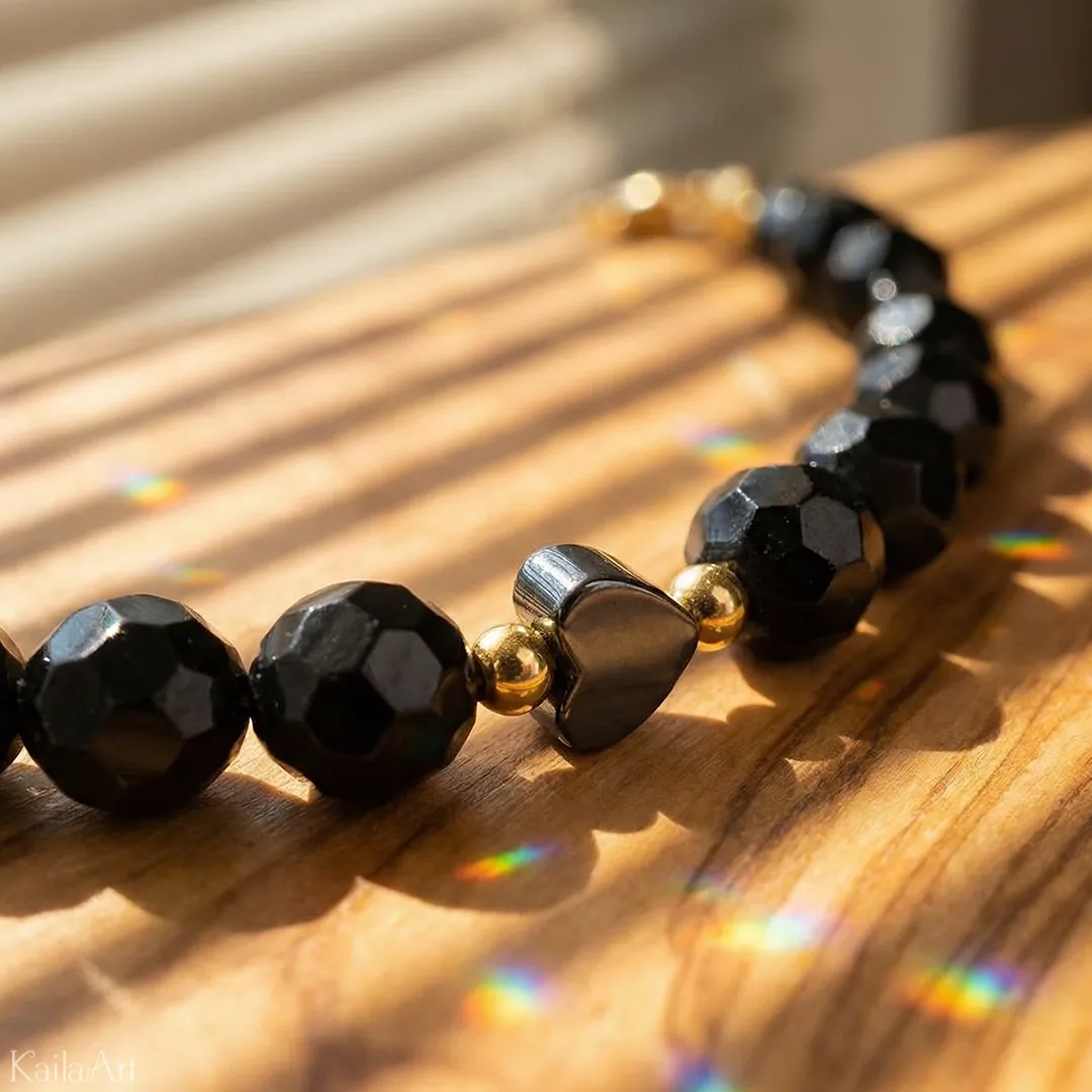 BRANSOLETKA-TURMALIN-CZARNY-HEMATYT-SERCE-Z-KAMIENI-SZLACHETNYCH-STAL