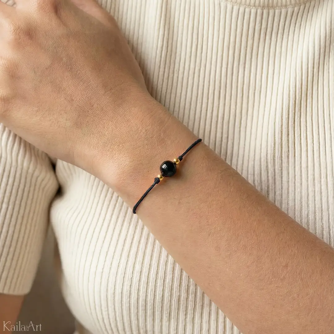 BRANSOLETKA-TURMALIN-SZNURKOWA-KAMIEŃ-NATURALNY-SZCZĘŚCIA-Z-REGULACJĄ