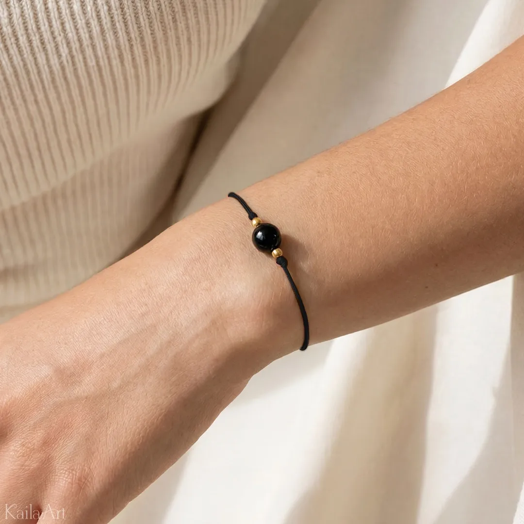 BRANSOLETKA-TURMALIN-SZNURKOWA-KAMIEŃ-NATURALNY-SZCZĘŚCIA-Z-REGULACJĄ