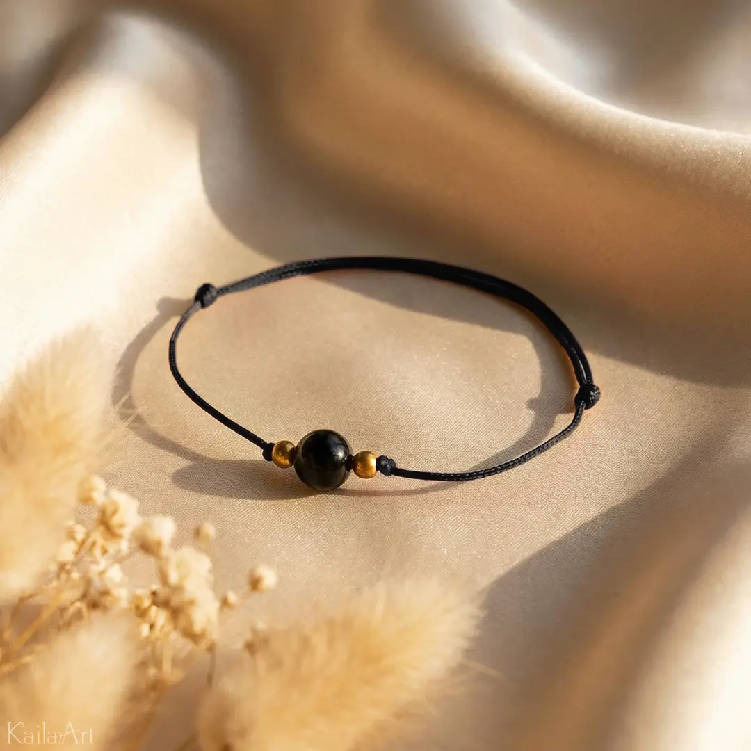 BRANSOLETKA-TURMALIN-SZNURKOWA-KAMIEŃ-NATURALNY-SZCZĘŚCIA-Z-REGULACJĄ