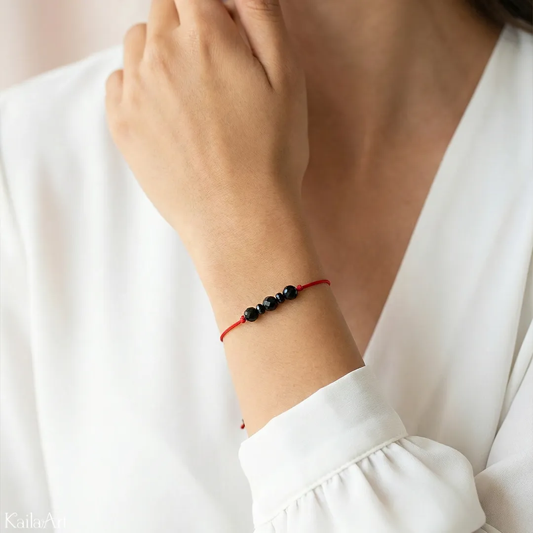 BRANSOLETKA-Z-KAMIENIEM-NATURALNYM-CZARNY-TURMALIN-DAMSKA-SZNUREK-CZERWONA
