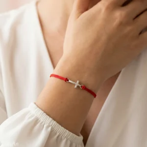 Bransoletka z krzyżykiem czerwona krzyżyk krzyż