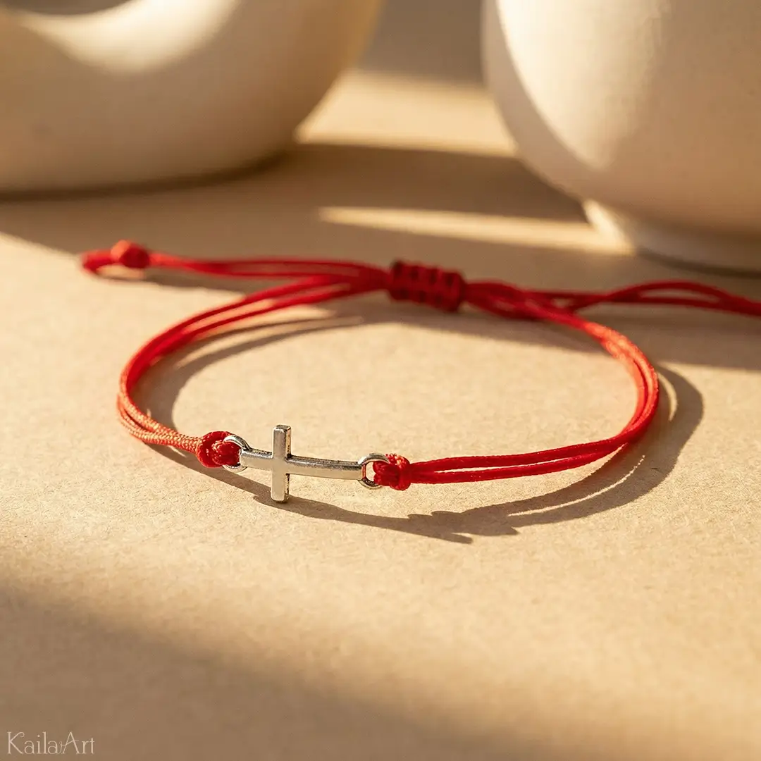 BRANSOLETKA-Z-KRZYŻYKIEM-NA-SZNURKU-DAMSKA-CZERWONA-KRZYŻYK-KRZYŻ-WIARA