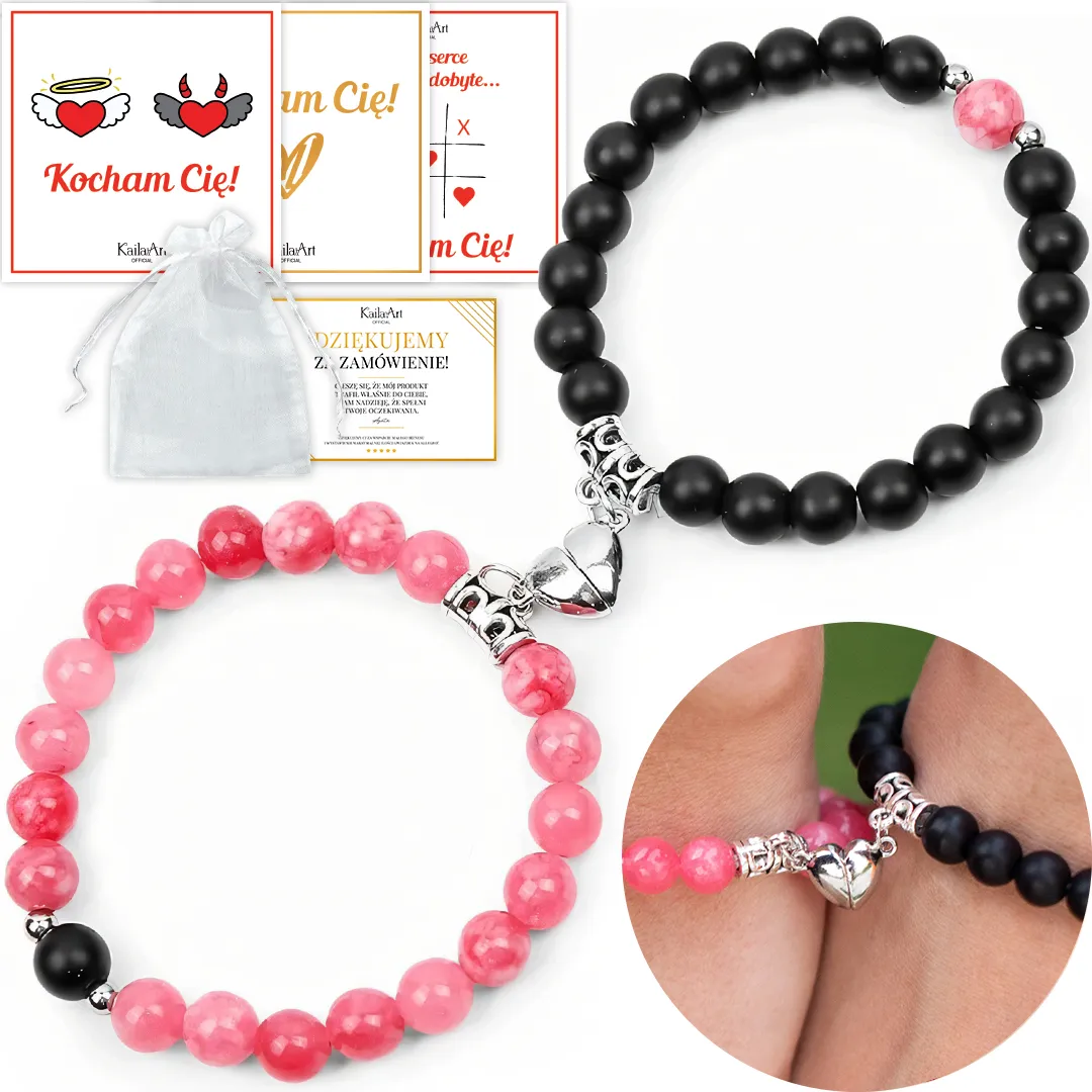 BRANSOLETKI MAGNETYCZNE DLA PAR SERCE NA MAGNES BFF PRZYJAŹNI NA PREZENT
