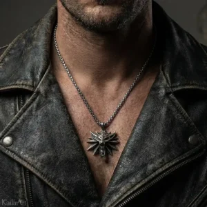 Naszyjnik medalion wiedźmin wilk stal chirurgiczna