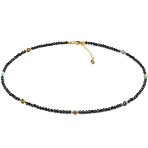 NASZYJNIK-7 CZAKR-TURMALIN-CHOKER-ZŁOTY-CZAKRY-Z-KAMIENI-NATURALNYCH