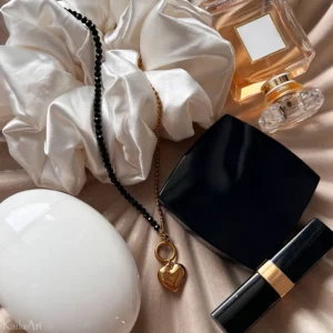 Naszyjnik czarny turmalin serce ze stali chirurgicznej złoty wisiorek