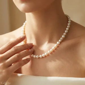 Naszyjnik z perłami naturalnymi srebrny damski + certyfikat