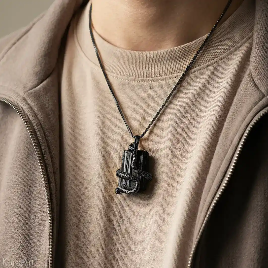 NASZYJNIK-WISIOREK-CZARNY-TURMALIN-NATURALNY-KAMIEŃ-AMULET-Z-TURMALINEM