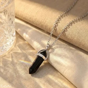 Naszyjnik z kamieniem czarny turmalin naturalny kamień z turmalinem wisior