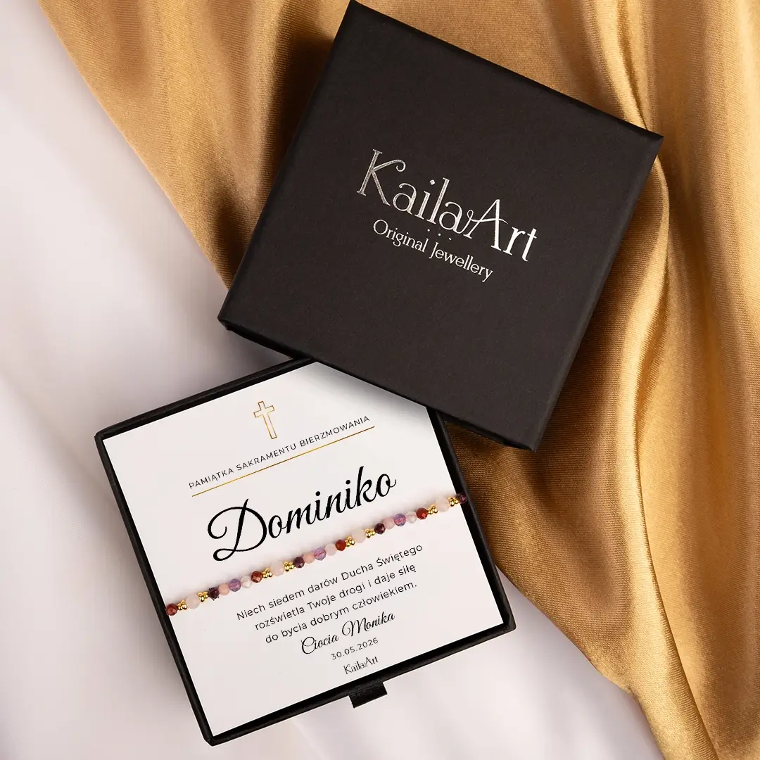 PREZENT-NA-BIERZMOWANIE-PAMIĄTKA-BRANSOLETKA-CZERWONA-Z-DEDYKACJĄ