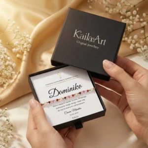 Prezent na bierzmowanie pamiątka bransoletka z kamieni dedykacja