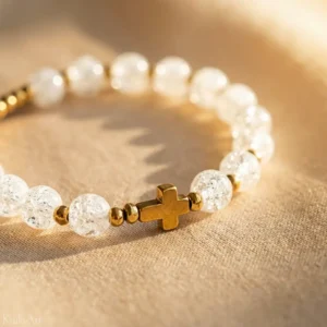 RÓŻANIEC-GÓRSKI-KRYSZTAŁ-BRANSOLETKA-Z-KRZYŻYKIEM-KAMIEŃ-DZIESIĄTKA-NA-RĘKĘ