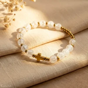 RÓŻANIEC-GÓRSKI-KRYSZTAŁ-BRANSOLETKA-Z-KRZYŻYKIEM-KAMIEŃ-DZIESIĄTKA-NA-RĘKĘ