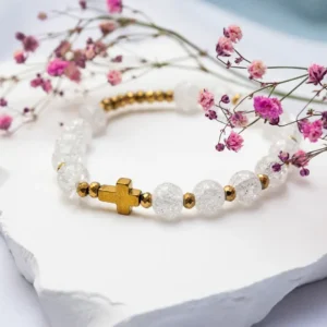 RÓŻANIEC-GÓRSKI-KRYSZTAŁ-BRANSOLETKA-Z-KRZYŻYKIEM-KAMIEŃ-DZIESIĄTKA-NA-RĘKĘ