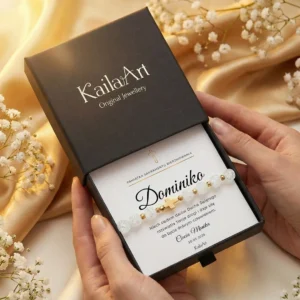 Różaniec na bierzmowanie bransoletka górski kryształ krzyż