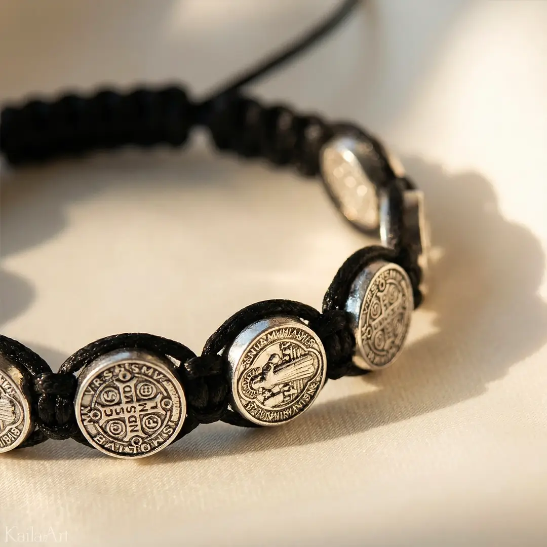 RÓŻANIEC-NA-RĘKĘ-BRANSOLETKA-ŚW.-BENEDYKT-KOMUNIA-DZIESIĄTKA-RÓŻAŃCA