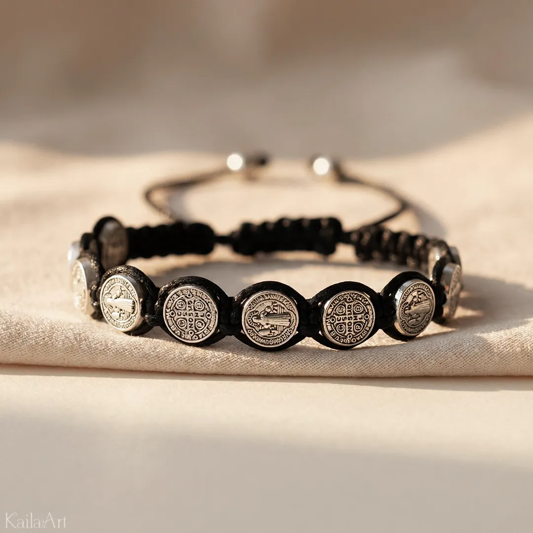 RÓŻANIEC-NA-RĘKĘ-BRANSOLETKA-ŚW.-BENEDYKT-KOMUNIA-DZIESIĄTKA-RÓŻAŃCA