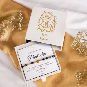 Różaniec na komunię z krzyżykiem złota bransoletka komunijna