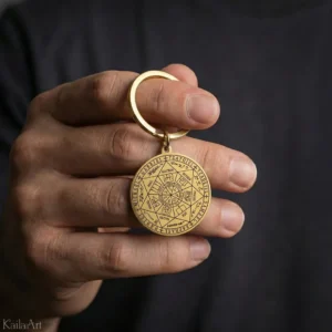 Brelok do kluczy talizman 7 aniołów amulet stal złoty