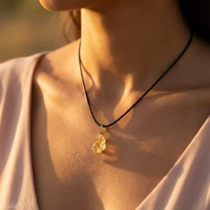 Naszyjnik cytryn naturalny z kamieniem wisiorek szczęścia