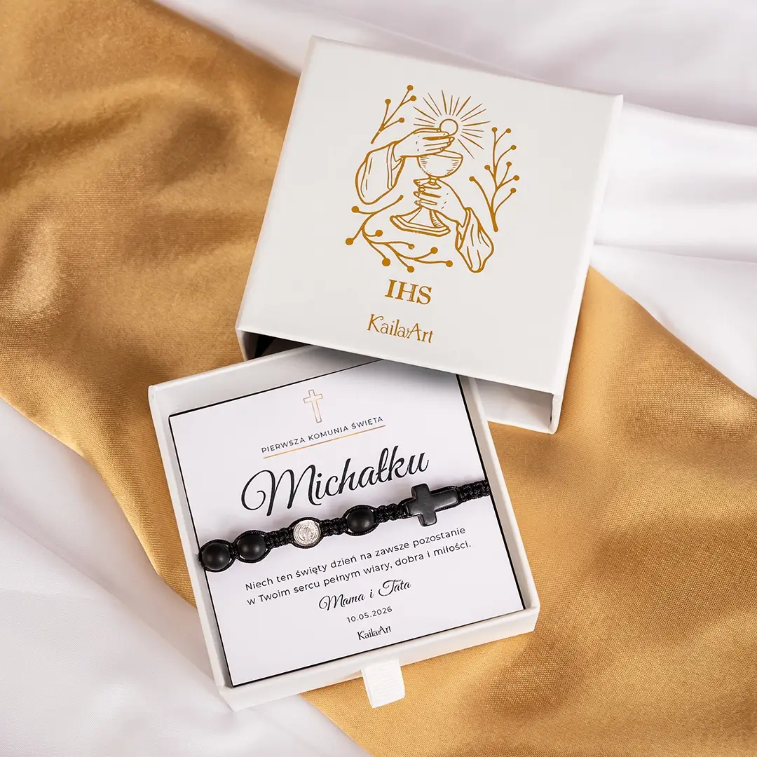BRANSOLETKA-NA-KOMUNIĘ-DLA-CHŁOPCA-RÓŻANIEC-KOMUNIJNY