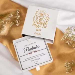 Bransoletka na komunię świętą dla dziewczynki z pereł prezent