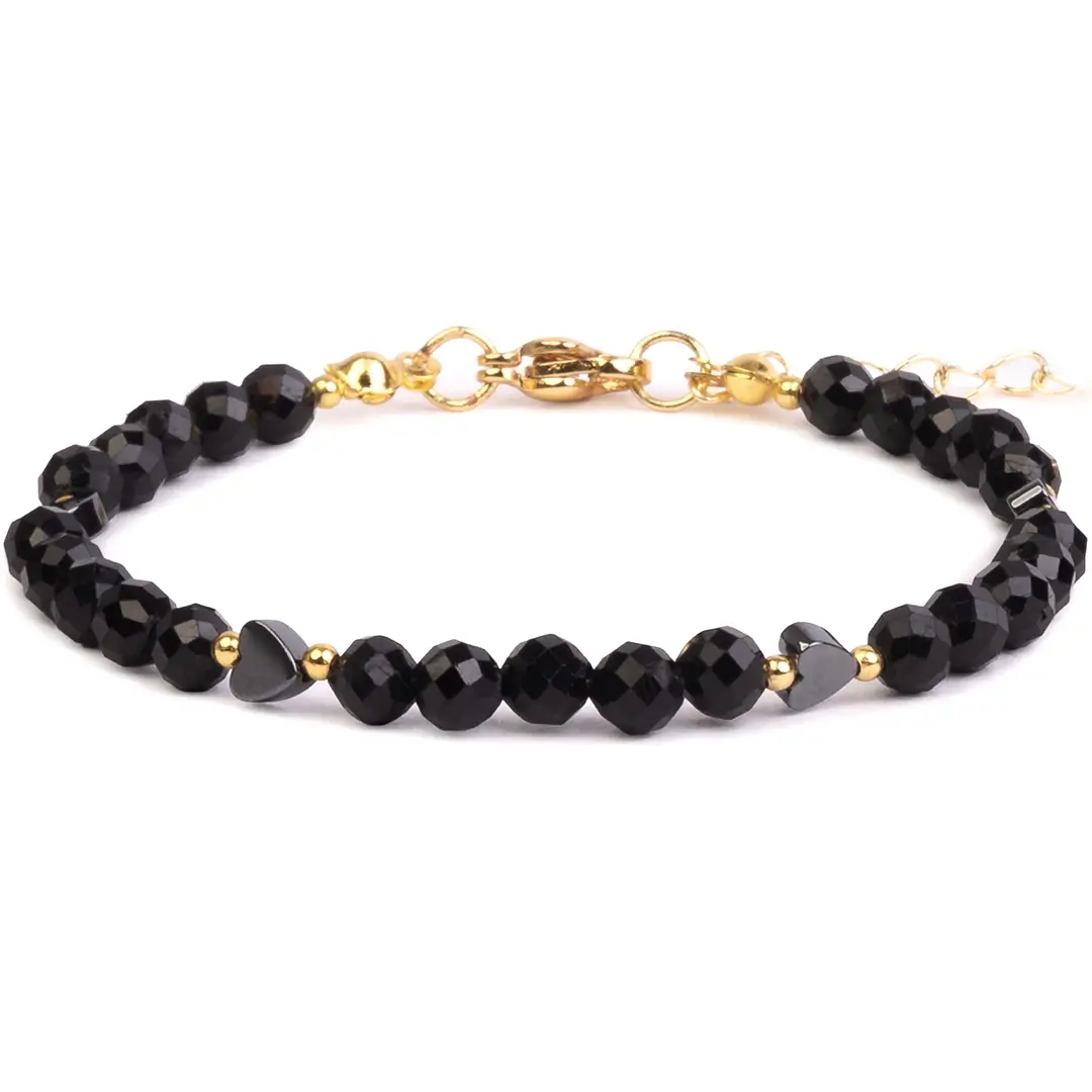 czarny turmalin brazylijski (4 mm), serce z hematytu