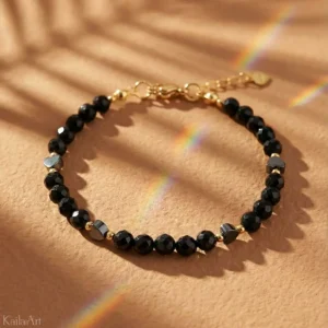 BRANSOLETKA-TURMALIN-CZARNY-HEMATYT-SERCE-Z-KAMIENI-SZLACHETNYCH-STAL