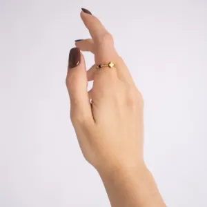 Pierścionek z turmalinem kolorowym złoty krzyżyk z hematytu